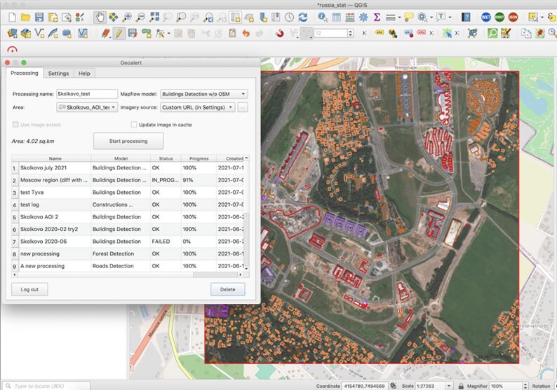 דוגמאות תוצרים בתוסף Mapflow ל־QGIS